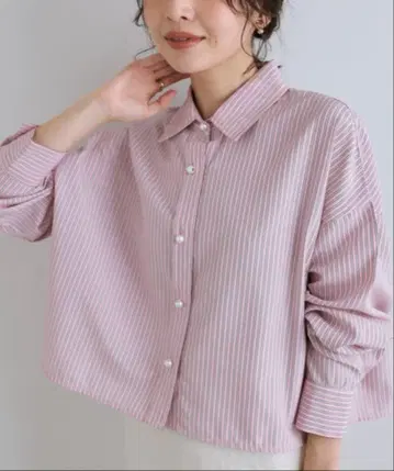 러브틱 모자 꽁지 스트라이프 크롭 셔츠