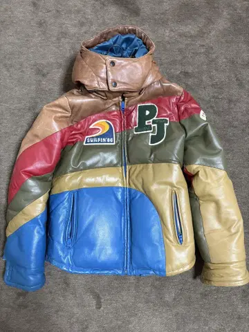 PJ 멀티 컬러 가죽 다운 자켓
