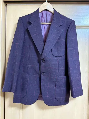 GOLDEN TWEED 자켓 테일러드 버건디 체크 A4