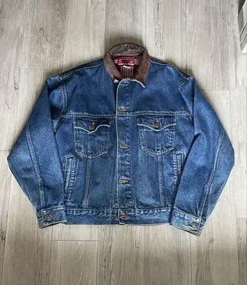 90s MARLBORO 말보로 가죽 절개 데님 자켓 데님 자켓