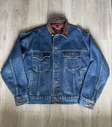 90s MARLBORO 말보로 가죽 절개 데님 자켓 데님 자켓