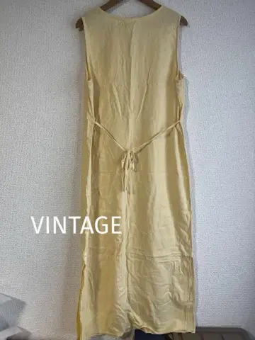 vintage 구제 의류 린넨 혼방 원피스 슬리브리스