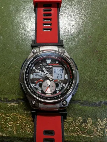 CASIO 디지털/아날로그 시계 블랙/레드