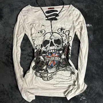 grunge 에드하디 스타일 헤이세이 갸루 해골 스컬 해골 장미