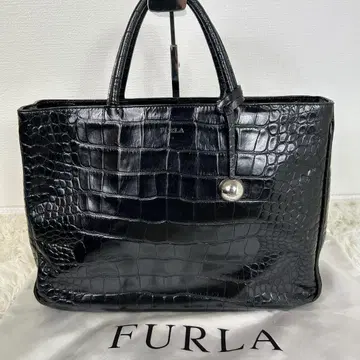 새상품급 훌라 FULRA 핸드백 크로코 금장 장식
