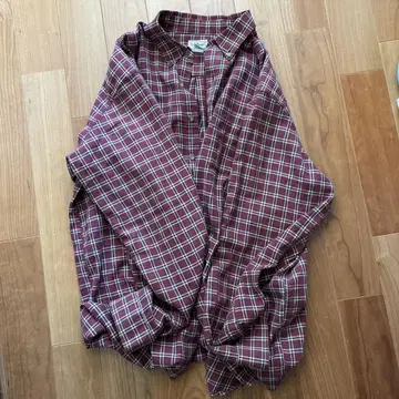 L.L.Bean XL-TALL 버건디 체크 플란넬 셔츠