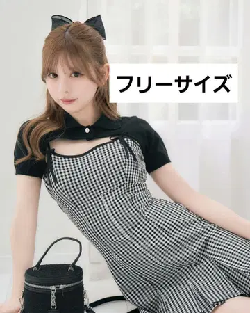 미셸 마카롱 숏 볼레로 앙상블 깅엄 원피스 프리 사이즈