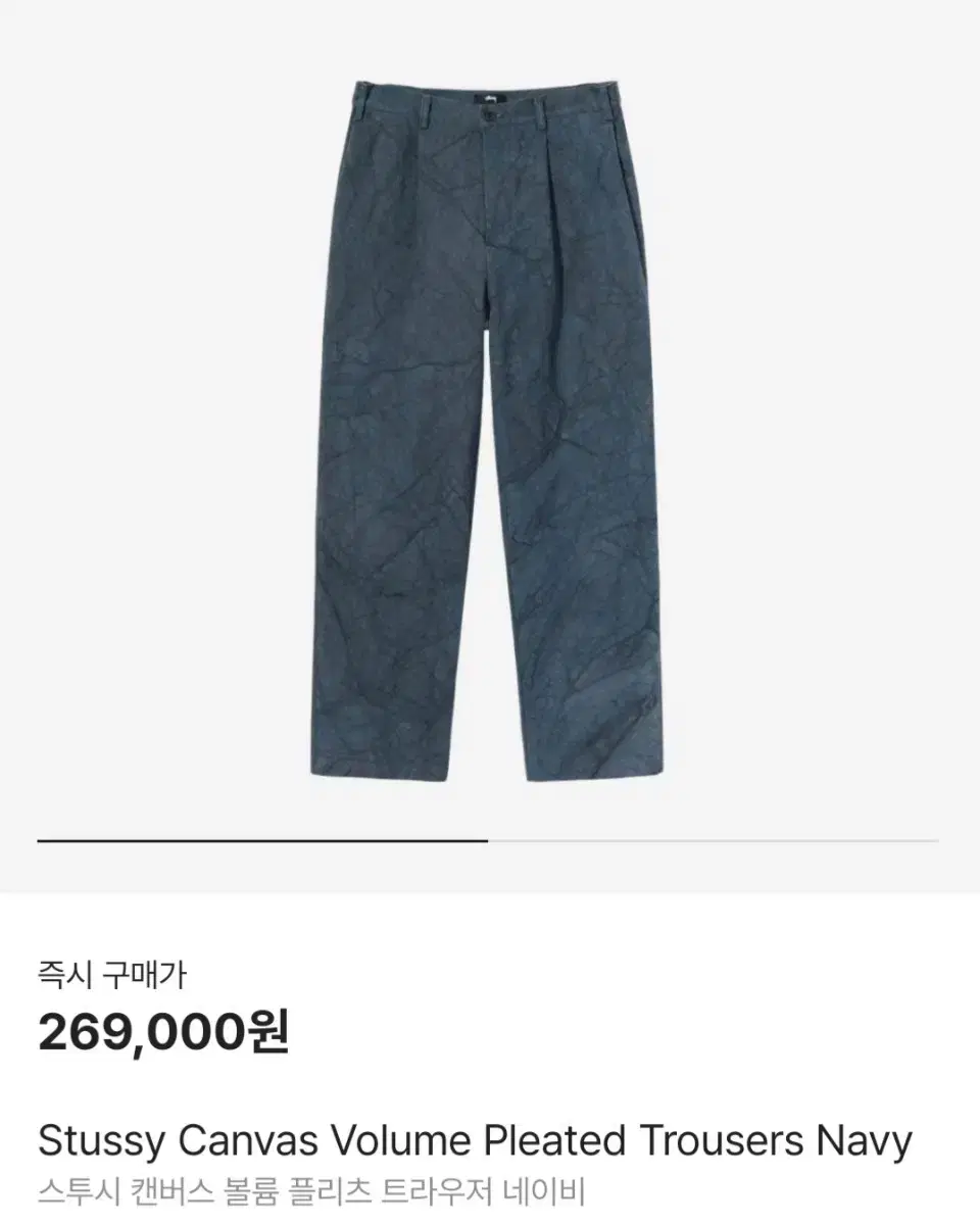 32 스투시 캔버스 플리티드 팬츠 네이비