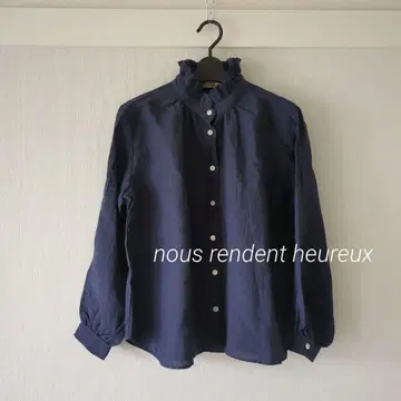 nous rendent heureux 린넨 100% 셔츠 네이비
