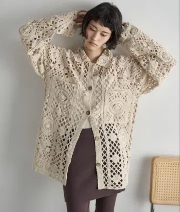 THE YOn 토션 레이스 루즈핏 셔츠 가디건 택 포함 새상품