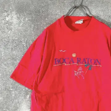 90s TOP THREADS 티셔츠 USA 핑크 자수 싱글 스티치