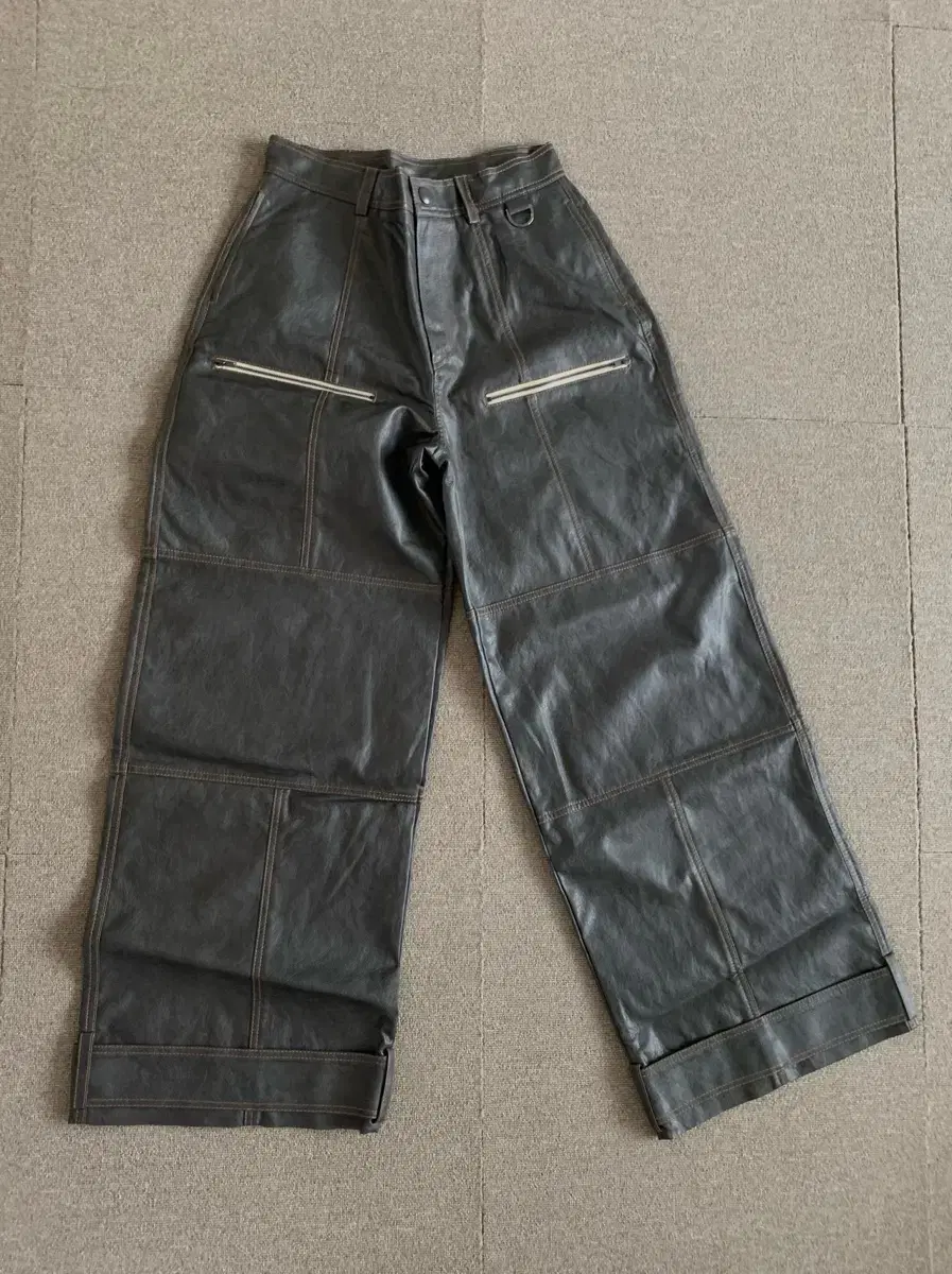 Stylenanda Belted Detail Back Pocket Leather Pants