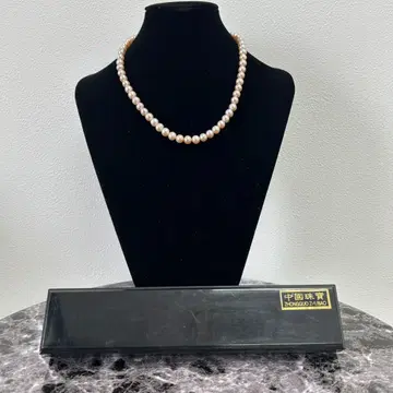핑크 진주 목걸이 핑크 펄 라운드볼 6mm (K)