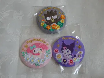 산리오 자수 캔뱃지 꽃말 3개 세트