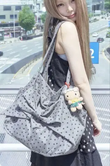 핀쿠노마루 리본 가방 (닷 그레이)