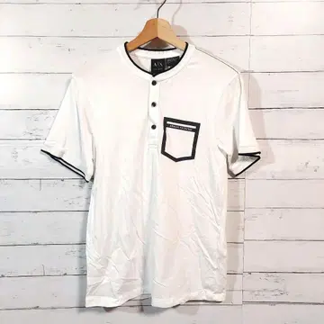 ARMANI EXCHANGE 남성용 반팔 S 사이즈 피케 셔츠 화이트