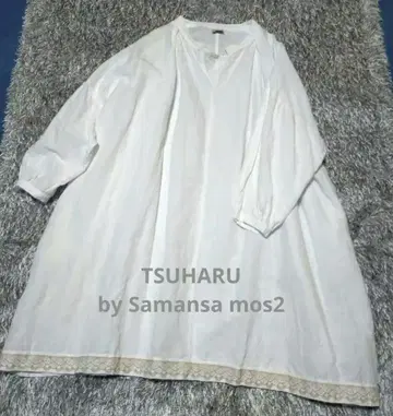 TSUHARU by Samansa mos2 린넨 면 자수 티셔츠 원피스