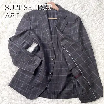 미사용에 가까운 정장 셀렉트 린넨 혼방 브라운 체크 남성용 L