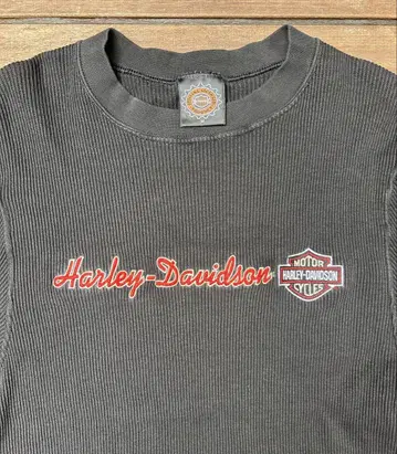 Harley Davidson 써멀 와플 롱 T 구제 의류 자수 디자인
