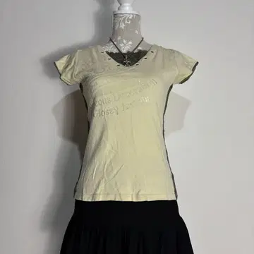 y2k 00s 유아 티셔츠 피치 티 영문 라메 아카이브 헤이세이 갸루