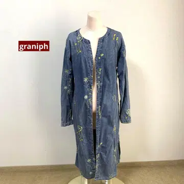 graniph 그라니프 꽃 자수 데님 롱 가운 가디건 OP