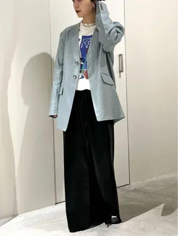 스터링 루어 린넨 싱글 칼라리스 자켓: 사이즈 2/M