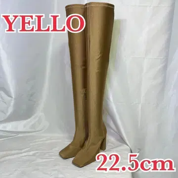 새상품급 YELLO 니하이 부츠 스퀘어토 숏 지퍼