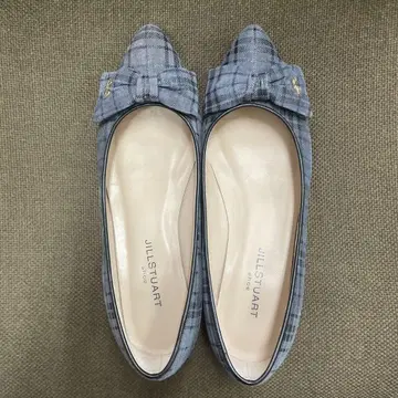 JILLSTUART 체크 무늬 리본 플랫슈즈 23.5cm