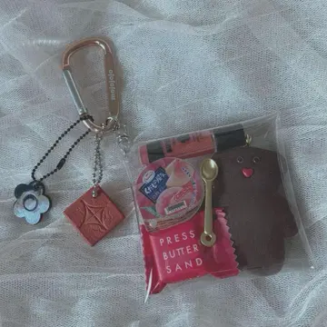 가챠가챠 파우치 mojojojo 프레스 버터 샌드 가챠가챠 브라운 빨간색