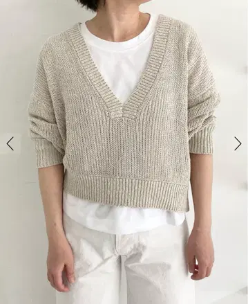 GALLERIE VIE 베이지 V넥 니트
