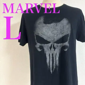 MARVEL 패니셔 스컬 프린트 티셔츠 해외 구제 의류 L 면100%