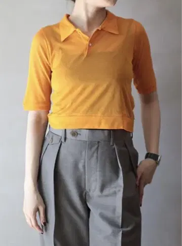 오라리 오렌지 피케 셔츠 반팔