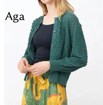 새상품 Aga 아가 포코포코 가디건 가시 뜨개질 그린 냉방병 예방 시어