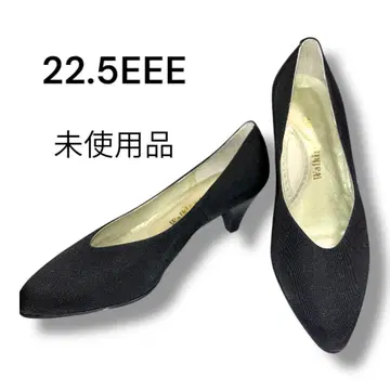 미사용품! 블랙 포멀 비즈니스 펌프스 22.5EEE 직물 사용, 폭 넓은