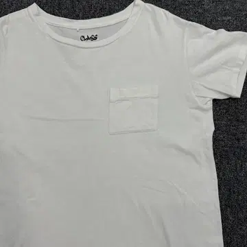 clas 화이트 티셔츠 포켓 부착