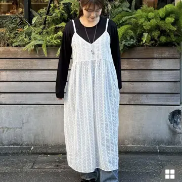 nugu 펀칭 레이스 레이어드 원피스