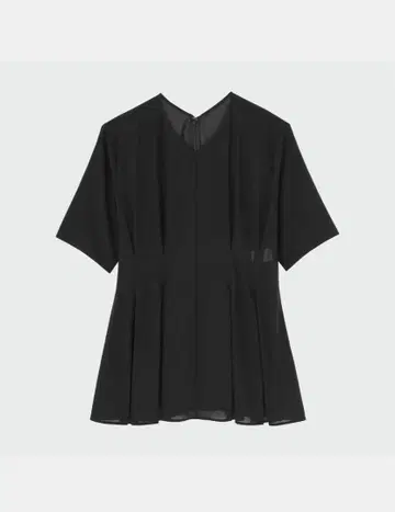PLST 플라스테 코튼 블렌드 시어 페플럼 블라우스