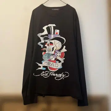 US 구제 의류 Ed Hardy 스컬 그래픽 긴팔 티셔츠 M 블랙 롱 T