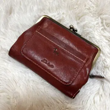 Dakota 다코타 천연 가죽 접이식 지갑 가마구치 레드 L자 지퍼