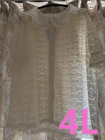 시마무라 아오키 미사코 레이스 블라우스 아이보리 4L