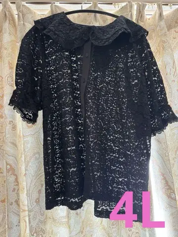 시마무라 아오키 미사코 레이스 블라우스 블랙 4L