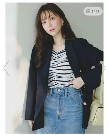 SNIDEL 골드 버튼 네이비 테일러드 자켓 봄/여름 0 사이즈