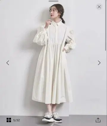 M 사이즈 벌룬 슬리브 롱 원피스 united arrows