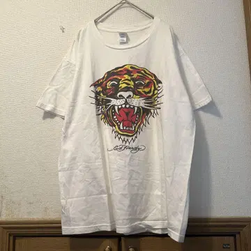 US 구제 의류 Ed Hardy 호랑이 디자인 티셔츠 L 사이즈 화이트