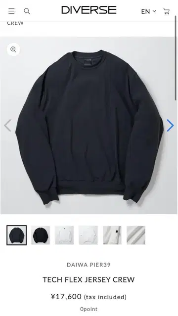 다이와 PIER39 TECH FLEX JERSEY CREW 블랙
