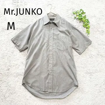 Mr.JUNKO 미스터 준코 반팔 셔츠 그레이 M 무지 스트라이프 업무용