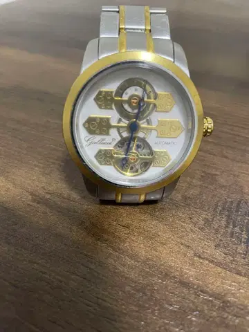 자동 시계 실버/골드 투시 다이얼 가루치