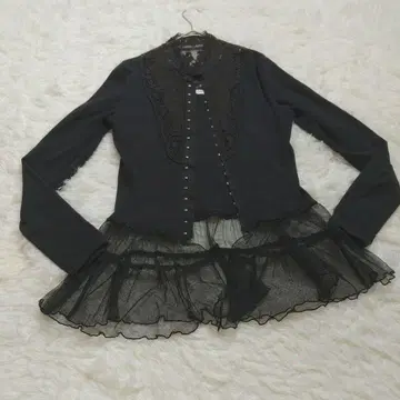 안나수이 ANNA SUI 튤 상의 레이스 자수 블랙 검정 L