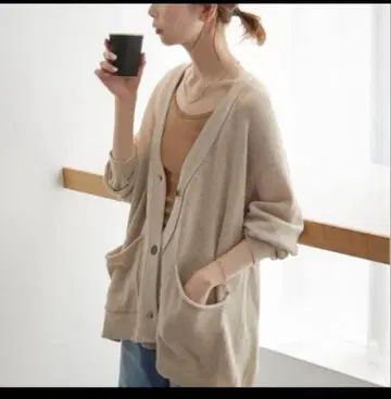 SLOBE IENA 오버 사이즈 린넨 코튼 V넥 가디건