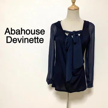 Abahouse Devinette 다크 네이비 컬러 시어 소매 블라우스
